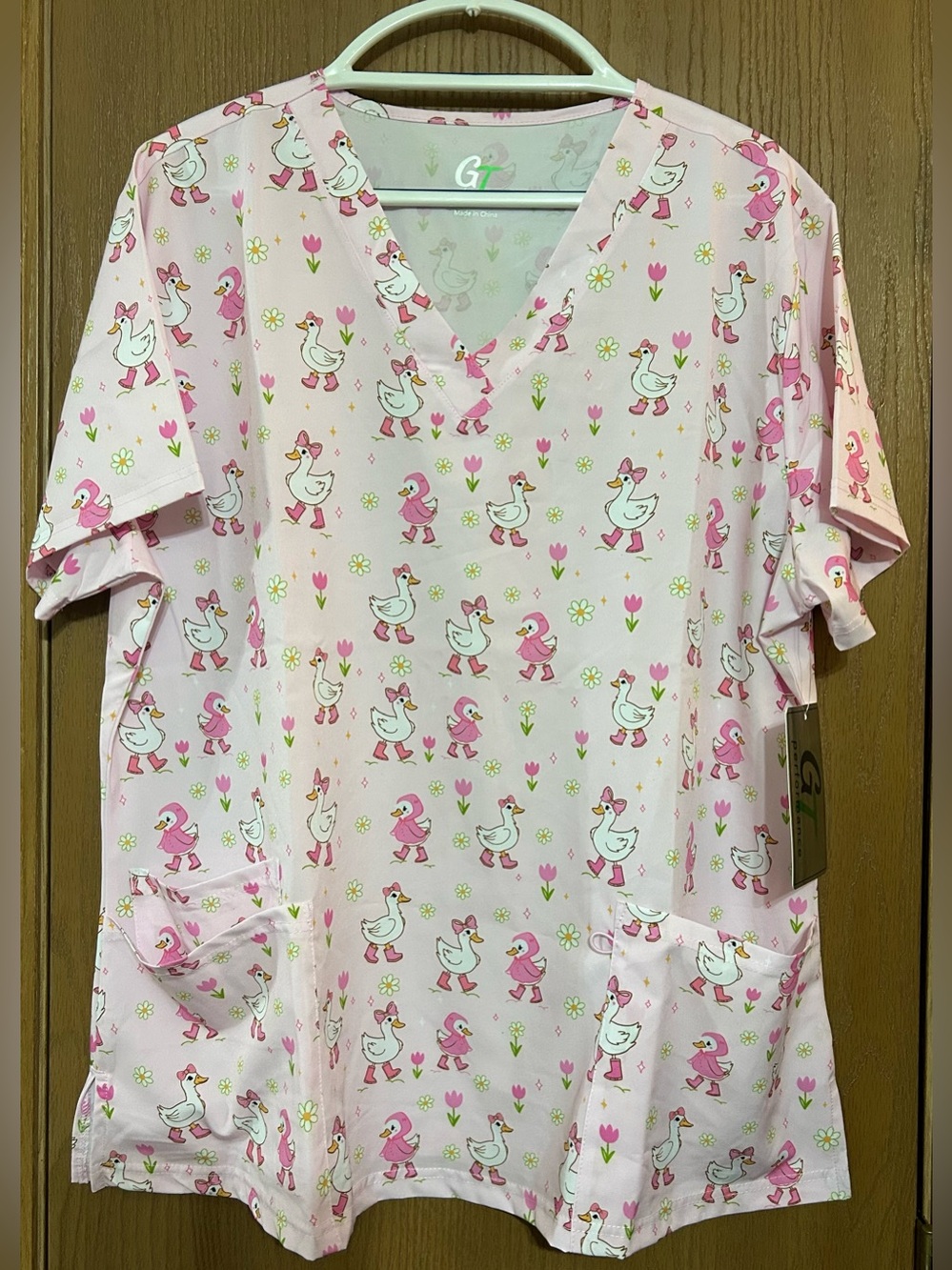 Green Town Spring Duckling Scrub Top